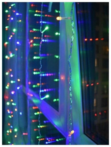 Гирлянда штора 3 х 3 метра / цветная / Гирлянда занавес / Занавес на окно / 600 LED