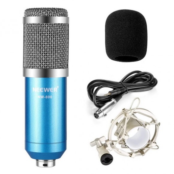 Студийный конденсаторный микрофон NEEWER NW-800, голубой металлик