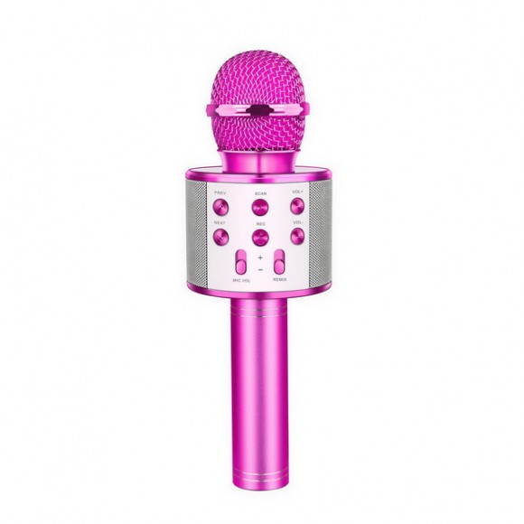 Беспроводной караоке-микрофон WS-858, розовый металлик 