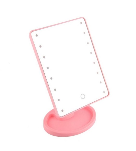 Косметическое зеркало для макияжа с подсветкой Large LED Mirror XR-1608, розовый