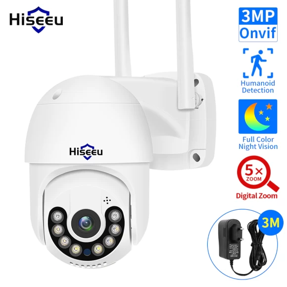 Уличная поворотная IP камера видеонаблюдения WiFi Smart Camera Hiseeu WHD613 3МП, белая