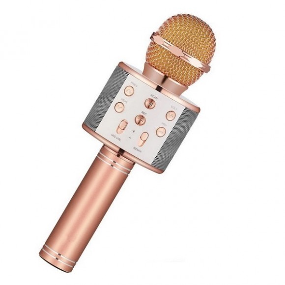 Беспроводной караоке-микрофон WS-858, розовое золото