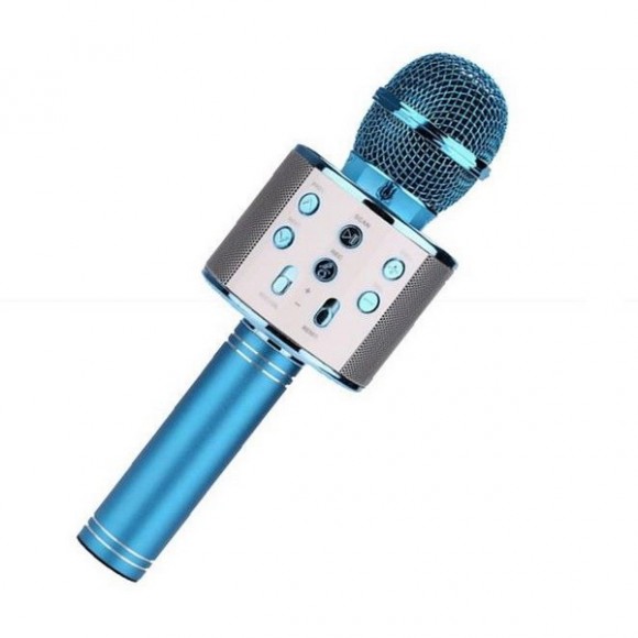 Беспроводной караоке-микрофон WS-858, голубой металлик