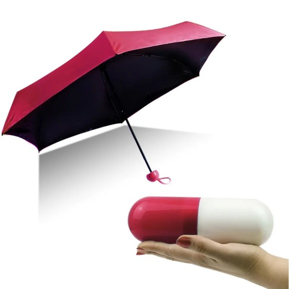 Мини-зонт в капсуле красный