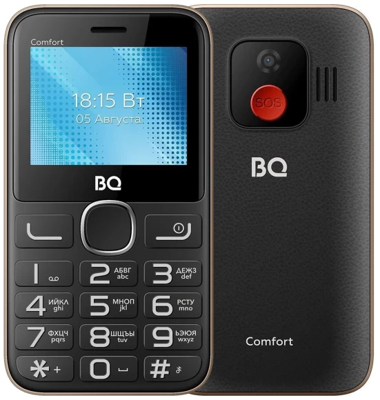 Телефон BQ 2301 Comfort, 2 SIM, черно-золотой
