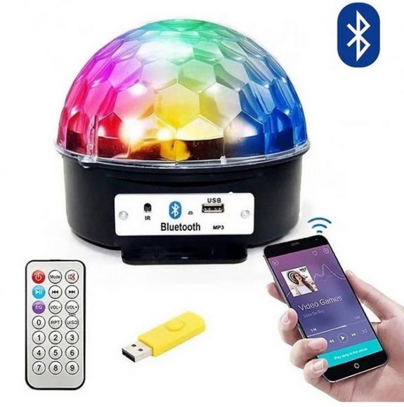 Светодиодный диско-шар с динамиками, пультом, MP3 плеером и Bluetooth LED Crystal MagicBall Light