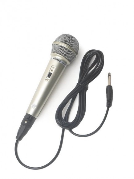 Динамический микрофон для караоке WEISRE DM-701, серебристый